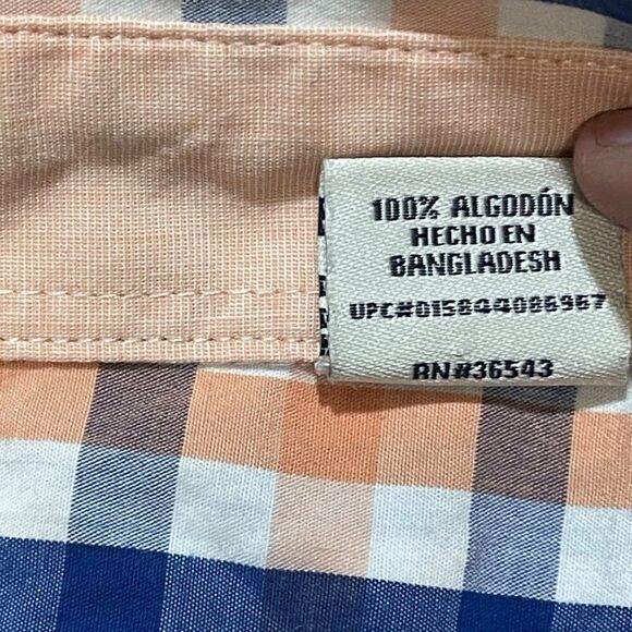 Izod Large Orange Blue Plaid Long Sleeve Button Down Shirt UF Gators Clemson - Picture 4 of 5